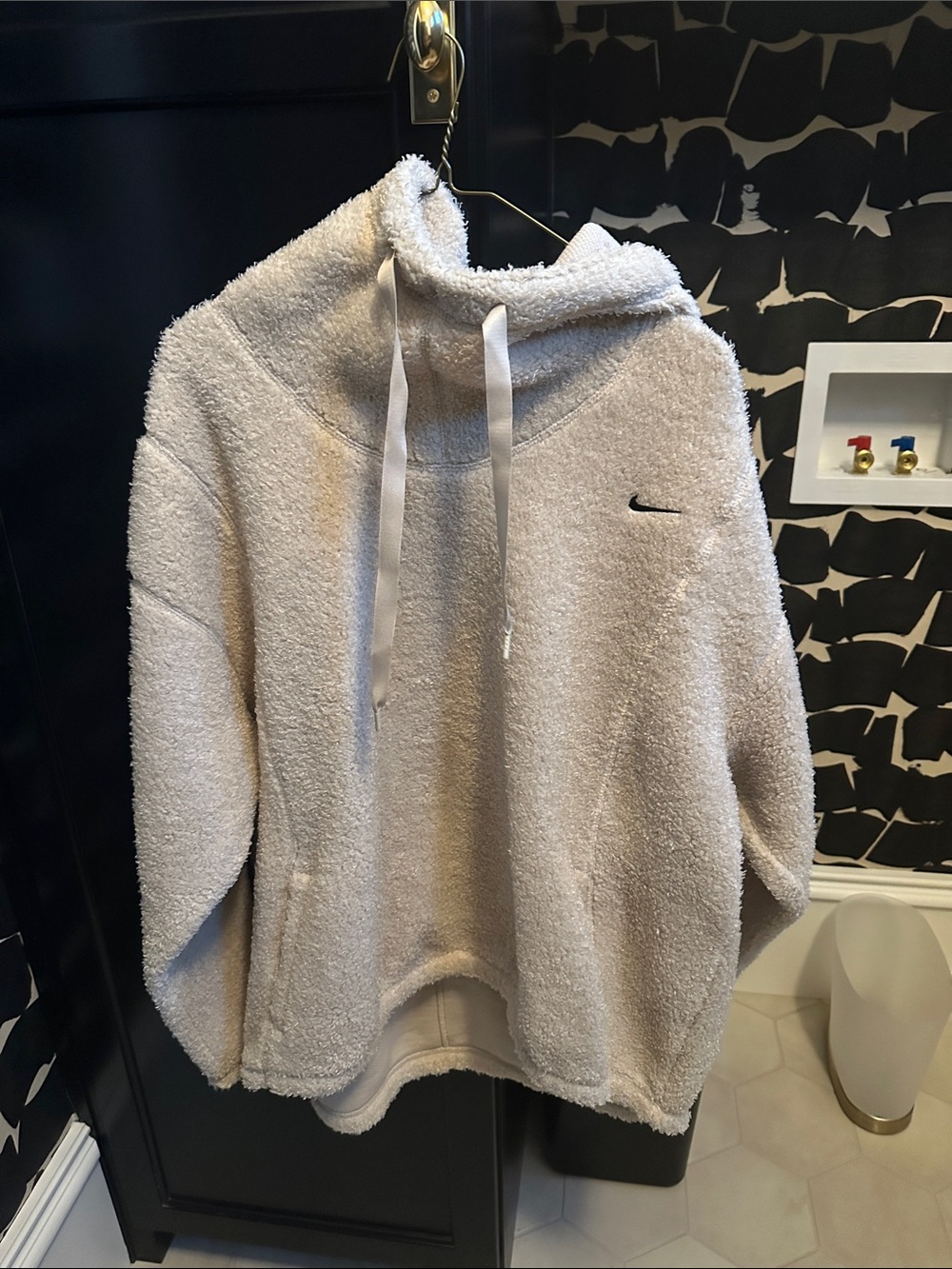Nike Ivory Sherpa Cowl Pullover Hoodie - Women's